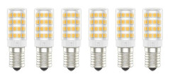 6 st E14 LED-lampor, 5 W (motsvarande 50 W), varmvit (3000 K), AC220-240 V, flimmerfri, ej dimbar, 300 lumen, CRI>80 (varmvit, 5 W) [energiklass A+]