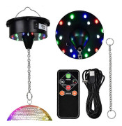 QD-Diskokulemotor med belysning och fjärrkontroll, 3-15 RPM Justerbar Snurra 18LED för 8 10 12 16 20 24 Tums Spegelkula Motor