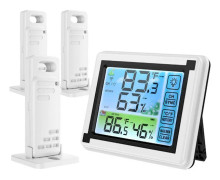 Digital Radio LCD-skärm Utomhus Bekväm Temperatursensor Fuktighetsmätare Termometer Hygrometer Väderstation med Klocka