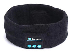 Bluetooth Sport Hörlurar Sömnmask Mjukt Stickat Sportpannband Musik Sovhörlurar Svart