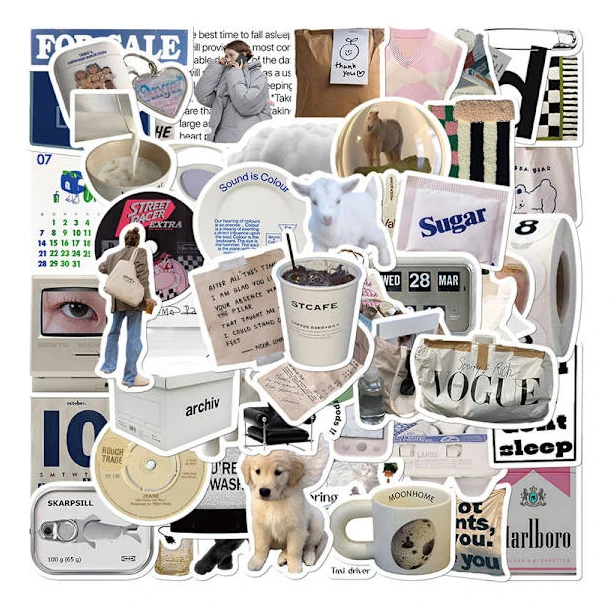 /EA/Estetiska klistermärkespaket 57 st Söta Y2K-klistermärken för vattenflaska laptop journal, vinyl vattentäta klistermärken för vuxna T-shirt