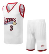 AVEKI Basketbolltröja för män, 3 Sixers tröjor, Fashion Basketbolltröja, Present till basketfans, Vit, S