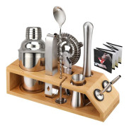 Nytt cocktailmixer-set med trapetsformad trärambas Cocktailblandningsverktyg 350ML