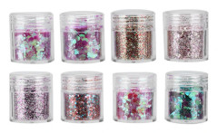8 st / set Färgglada nagelpaljetter Glitterpulver Manikyrdekoration DIY Nail Art Paljetter