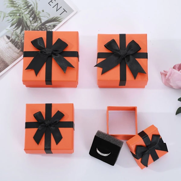 4-delat set, 4 storlekar orange med svampdyna, bågformad juvel
