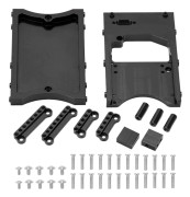 Styrväxelsfack i aluminiumlegering + bakre strålkastare set RC bil uppgraderingsdelar för MN modell D90 D91 RC bil (svart)