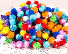20mm Glitter Pompom Fluffy Plush Craft DIY Pom poms Ball Fur Christmas Decoration Kids Toys Dolls Accessories 100pcs