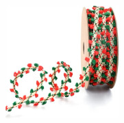 Julband 10mm Bredd 10m Längd Dra Blomma Röd och Grön