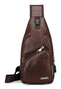 Herrslingväska med USB-laddningsport, bärbar crossbodyväska för resor Dark Brown