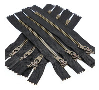 3# 15 cm metallblixtlås för jeans antik mässing Y-tänder blixtlås 6 tum stängd ände jeans blixtlås 6 st (svart-mässing)