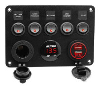 Båt Strömbrytarpanel Bil Strömbrytarpanel Vattentät Digital Voltmeter Dubbel USB-port Uttag Kombination Mar