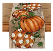 wxsp Prickiga Pumpor Vinranka Höst Bordslöpare, Säsongsbetonad Höst Thanksgiving Kök Matbord Dekoration för Hemfest Dekor 33x183 cm Trä