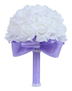 Bröllopsbukett med falska blommor för brud med pärlor Charmig stilfull bröllopsbukett för alla hjärtans dag Medium Purple