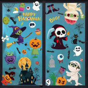 Halloween fönsterdekaler Kompatibla med glasfönsterdekorationer, dubbelsidiga avtagbara Halloween-festdekaler