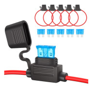 5-pack 12V Inline-Säkringshållare, 16AWG Vattentät Säkringshållare, Koppartråd med 15A Säkring, för Bil/Lastbil/Motorcykel/Marin