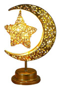 Ramadan Crescent Table Lamp Bright Metal Star Lamp Moon Lamp Battery Operated Decorative Eid Lamp