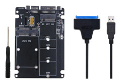 2-i-1 för M.2 NGFF eller mSATA till Sata Converter Reader Card med Sata Cable Conve