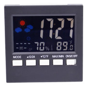 Multifunktionell Digital Väderstation Termometer Hygrometer Färgrik Temperatur Luftfuktighet Klocka Alarm Kalender Väderprognos A