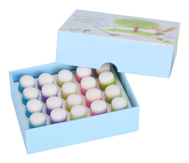 20 st finger svamp daubers färg barn DIY målning bläckplatta stämpling verktyg boxade
