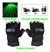 Laddningsbar driven Laser Lampa Scen Ljus Dans Scen DJ Party Shows LED Lysande Handskar