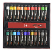24 Färger Akrylfärg Kit Konstnärsmålningsset 12ml x 24 Tuber för Målning på Canvas Sten Trä Tillbaka till Skolan Presenter