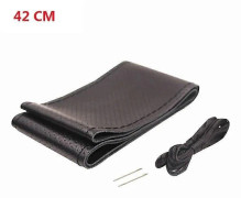Läder 42/45/47/50 CM Buss Lastbil Bil Ratt Skydd Kompatibel med VOLVO FH FM B enz IVECO FIAT SCANIA DAF MAN DEUTZ RENAULT-Perfet BLACK 42CM