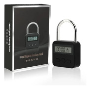 Smart Time Lock Max 99 Timerspärre med LCD-display, USB-laddningsbar, Säkerhetshänglås, Tungt metalliskt elektroniskt tidtagarspärr (svart)