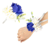 2 st blomster handledskorsage boutonniere set konstgjord pionros corsage set handgjord brud handledsband män boutonniere för brudgum bröllopsfest bal kostym