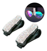 2 ST Bilglasögonhållare Universal bilvisir Solglasögonhållare Clip Bling Bling Glasögonhängare och biljettkort Clip Glasögonfäste för bil