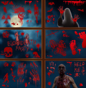 Halloween fönsterdekorationer blodiga händer läskiga Halloween fönsterdekaler
