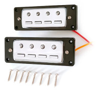 Mini 4-strängad baspickup svart ram baspickuper hals mellan stallpickuper