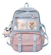 Kawaii Ryggsäck med söta stifttillbehör Plyschhänge Kawaii Skolryggsäck Söt Estetisk Ryggsäck