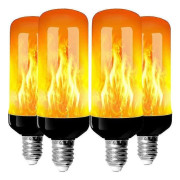 4-pack E27 LED-lampor med flammeffekt, 4W, LED-lampor med flammeffekt, 4 belysningslägen, dekorativa inomhuslampor för hem, trädgård, fest