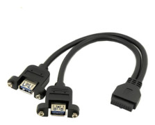 USB3.0 2-portars A hona skruvmonteringstyp till moderkort 20-pins headerkabel