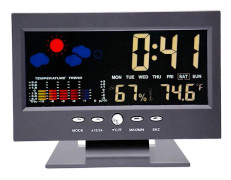 Multifunktionell Digital Väderstation Termometer Hygrometer Färgrik Temperatur Luftfuktighet Klocka Alarm Kalender Väderprognos B