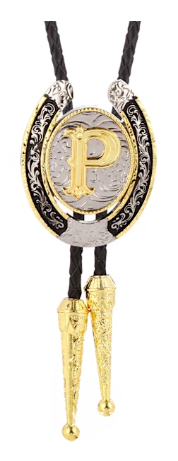 Vintage Bolo Tie för män - Initial Letter ABCDMJR till Z Western Cowboy Bolo Tie för kvinnor