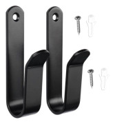 2 st Snowboardväggfästen med håltagning, hög belastningskapacitet, tjock, robust, halkfri, för väskor, hattar, skyltar, verktyg, kläder, surfbrädor, skateboard, db Black