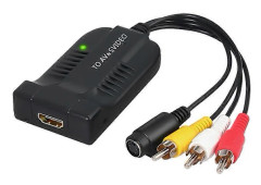 1080P HDMI-kompatibel till AV CVBS S-Video Dubbla Utgångar Adapter Konverterare med LED-indikator