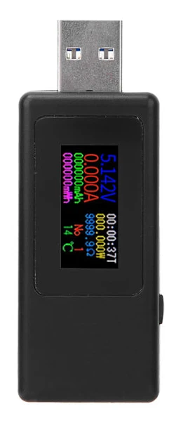 USB Laddare Testare 4 Siffror Noggrannhet Ström Spänning Batteri Timing Mätare Vit Svart