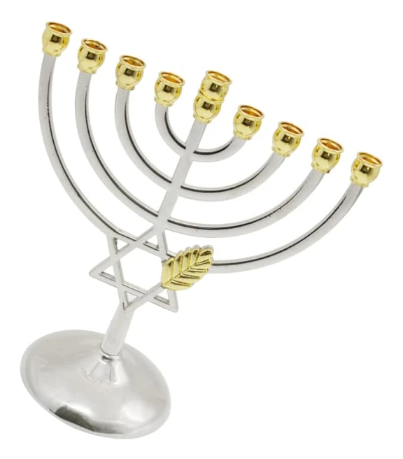 Traditionell Klassisk Chanukka-Menorah 9-Ljus Metallhantverk Lämplig för Nyårshelg Heminredning