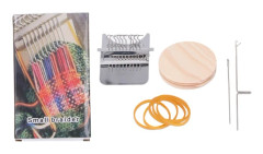 10 krokar Mini vävstol maskin hushåll liten vävstol maskin med 6,5 cm träbräda för handhantverk DIY vävning rostfritt stål