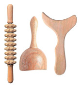 Professionella Träterapi Massageverktyg 3-i-1 Maderoterapi Kit Trä Massager Lymfdränage Massager