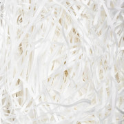 500g strimlat vitt papper med mjuka lockar för inslagning, perfekt för att fylla presentaskar, paket och korgar. Starkt raffia strimlat papper