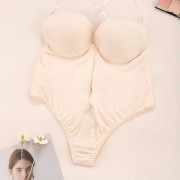 Heldelat underwire-behå i ett stycke, sexig bralette-underkläder, stor byst, visar liten, samlande behå (M)