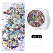 Glitter nageldekoration-femuddig stjärna och oregelbundna paljetter nail art DJ12