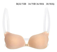 1st Osynlig BH för Kvinnor Push Up Silikon BH med Transparenta Band Rygglös Apricot B