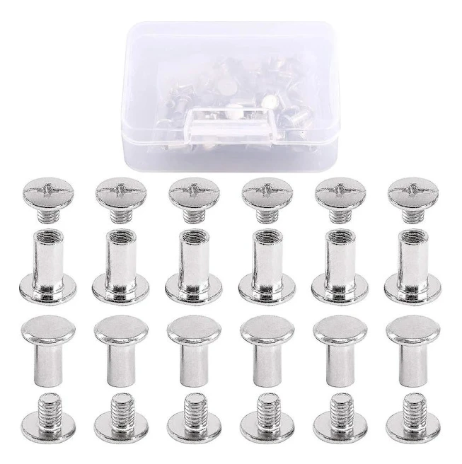 50-pack M5 X 10 mm Phillips Chicago Skruvstolpar Bindningsskruvar Sortimentskit för Scrapbook Fotoalbum Bindning, Läderreparation