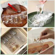160-pack PVC Genomskinliga Smycken Anti-Oxidation Blixtlåspåsar Antioxiderande Plastpåsar för Förpackning av Smycken Ringar Örhängen