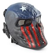 REikirc Helmask för Airsoft med Öronsskydd CS Halloween Cosplay Masker Captain America-gray