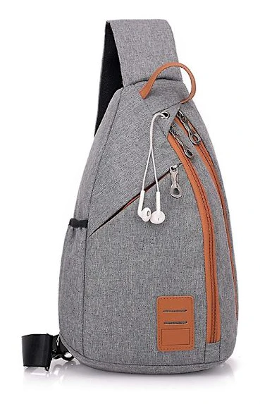 Polyester stänksäker bröstväska - pendlar axel bröstväska med stor kapacitet ryggsäck grey
